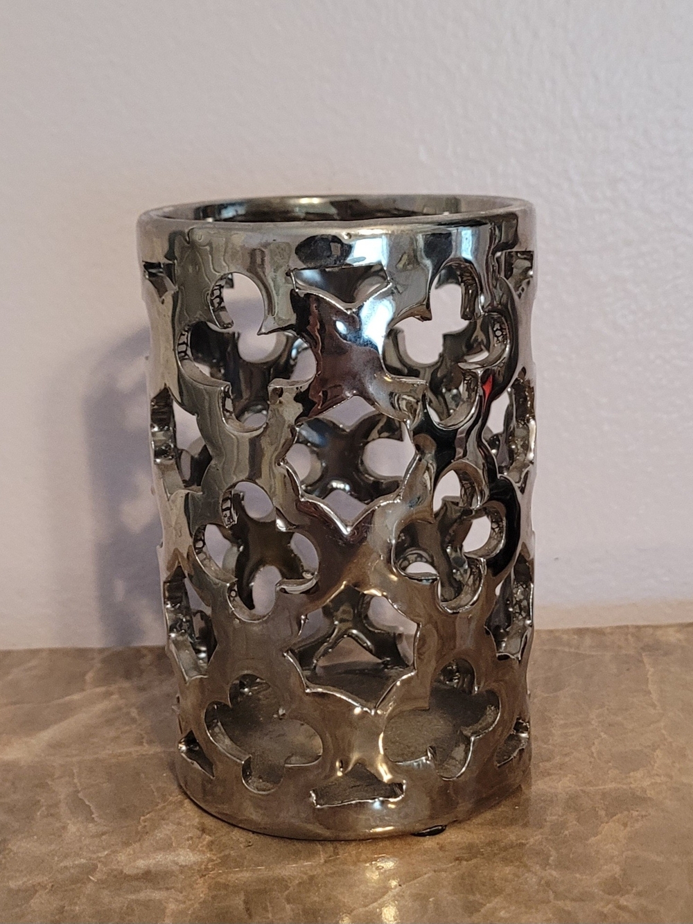 Apropos Silver Geometric Candle Holder
